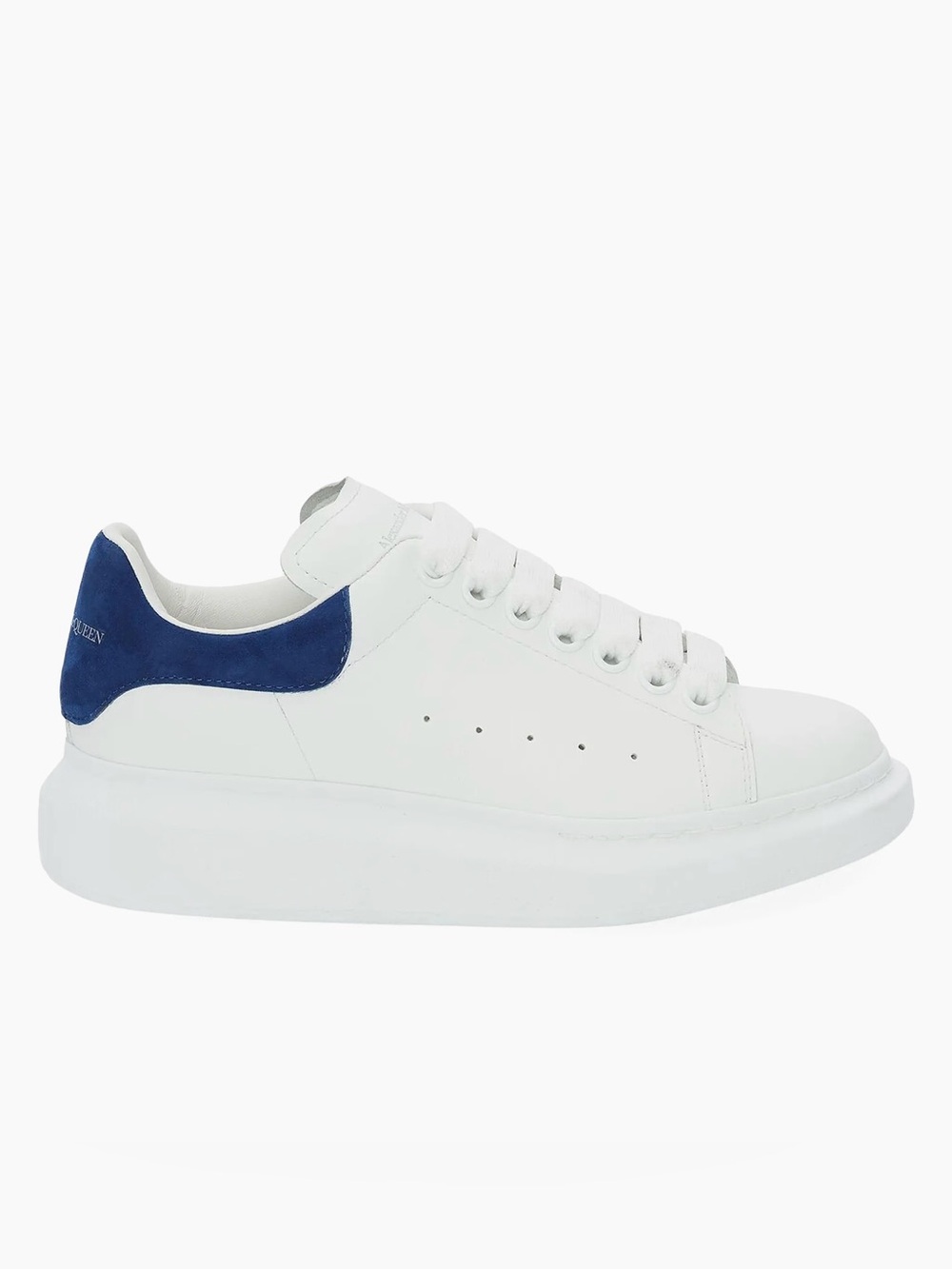 Alexander McQueen Women’s Oversized Logo Suede Sneakers White Blue Size 37 US 7